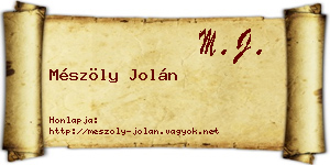 Mészöly Jolán névjegykártya